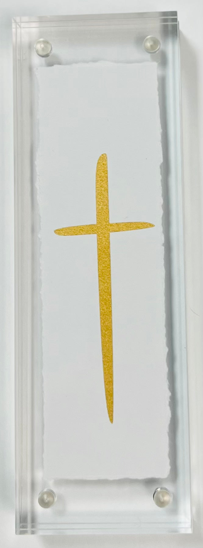 Gold Cross in Acrylic Frame 2x6
