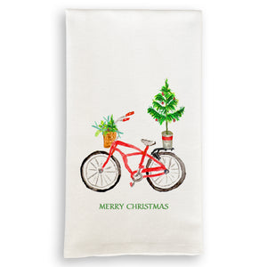 Christmas Bicycle Hand Towel