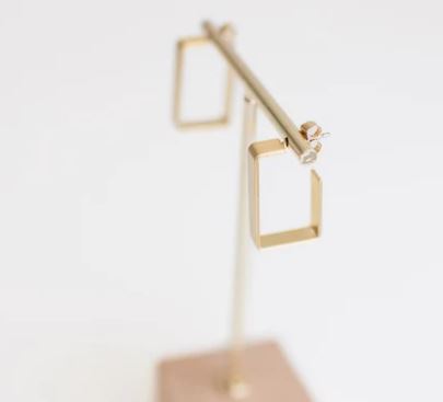 Brushed Gold Rectangle Post Earrings