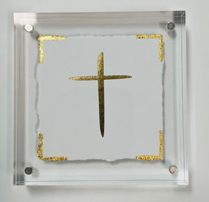 Gold Cross in Acrylic Frame 4x4