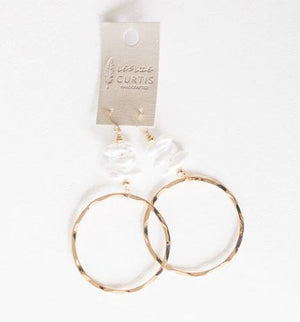 Hammered Gold Hoop w/ Glass Stack Earrings