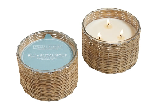 Blu Eucalyptus 3 Wick Woven Candle