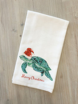 Christmas Sea Turtle Hand Towel